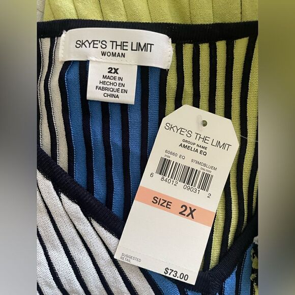 🆕 Skye’s The Limit Multicolored Vertical Ribbed Top Size 2X - Picture 5 of 5